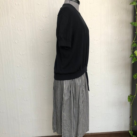 Marc by Marc Jacobs deconstructed dress in navy and white gingham - size Large - Picture 2 of 4